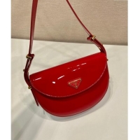 Famous Brand Prada Patent Leather Saddle Mini Bag 1BA349 Red 2024