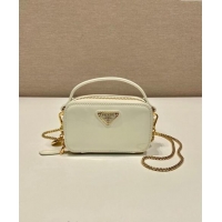 Top Grade Prada Patent leather mini-pouch 1NR025 White 2024