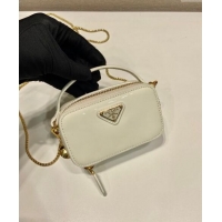 Top Grade Prada Patent leather mini-pouch 1NR025 White 2024