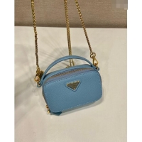 Market Sells Prada Saffiano leather mini-pouch 1NR025 Light Blue 2024