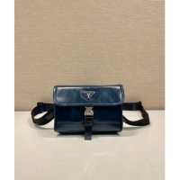 Grade Quality Prada Shiny Leather smartphone case mini bag 2ZH108 Denim Blue 2024