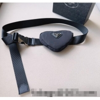 Luxury Discount Prada Heart Belt Bag Nylon Fabric P1018 Black 2023