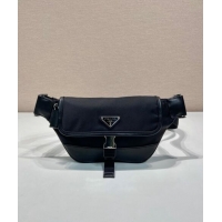 Top Grade Prada Re-Nylon and leather belt bag 2VH176 Black 2024