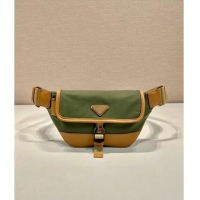 Trendy Design Prada Re-Nylon and leather belt bag 2VH176 Military Green/Brown 2024