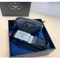 Super Quality Prada Triangle  Nylon Pouch Belt P0708 Black 2024