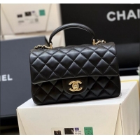 New Fashion Chanel Lambskin Mini Flap Bag with Top Handle AS2431 Black 2024 Top Quality