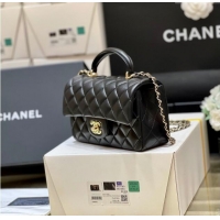 New Fashion Chanel Lambskin Mini Flap Bag with Top Handle AS2431 Black 2024 Top Quality