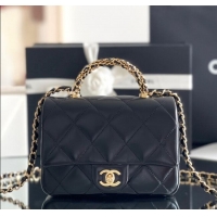 Pretty Style Chanel Lambskin Mini Flap bag with Top Handle AS5032 Black 2024 Top Quality