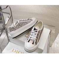 Perfect Dior Walk'n'Dior Platform Sneakers 4.5cm in Embroidered Cotton with Miss Dior Allover Motif Pale Pink 905040