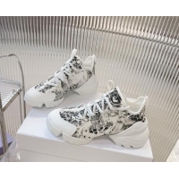 Good Quality Dior D-Connect Sneaker in Plan de Paris Printed Technical Fabric White/Black 905045