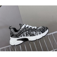 Buy Luxury Dior Vibe Sneakers in Mesh Printed with Oblique Motif and Leather-Effect Panels Black 905046