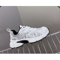 Top Grade Dior Vibe Sneakers in Mesh Printed with Oblique Motif and Leather-Effect Panels White/Black 905050