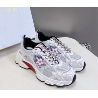 Low Cost Dior Chrono Sneakers 4cm in Mesh with Leather-Effect Panels and Star White 905053