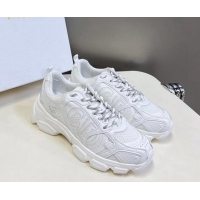 Popular Style Dior Chrono Sneakers 4cm in Mesh with Leather-Effect Panels All White 905054