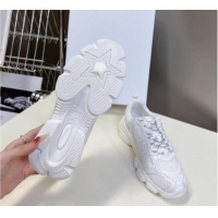 Popular Style Dior Chrono Sneakers 4cm in Mesh with Leather-Effect Panels All White 905054