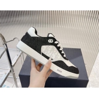 Durable Dior B27 Low-Top Sneakers in Black Denim and Oblique Galaxy Leather 905055