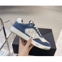 Top Design Dior B27 Low-Top Sneakers in Blue Denim and Oblique Galaxy Leather 905056