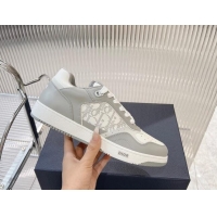 Luxurious Dior B27 Low-Top Sneakers in Smooth Calfskin and Oblique Galaxy Leather Light Grey 905060