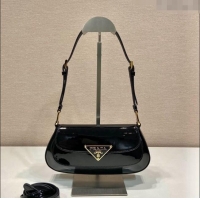 Buy Inexpensive Prada Patent Leather shoulder bag 1BD345 Black 2024