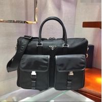 Super Quality Prada Mens Saffiano and Nylon Business Briefcase Bag 2VE017 Black 2024