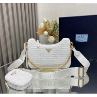 Trendy Design Prada Re-Edition 2005 Raffia-effect crochet bag 1BH204 White 2024