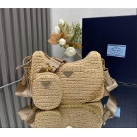 Inexpensive Prada Re-Edition 2005 Raffia-effect crochet bag 1BH204 Beige 2024