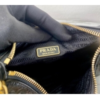 Top Quality Prada Re-Edition 2005 Shiny Leather Hobo Bag 1BC204 Black 2024