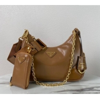 Reasonable Price Prada Re-Edition 2005 Siny Leather Hobo Bag 1BC204 Brown 2024