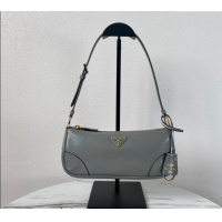 Promotional Prada Re-Edition 2002 small shiny leather shoulder bag 1BC201 Grey 2024