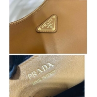 Best Luxury Prada Large leather hobo shoulder bag 1BC212 Caramel Brown 2024