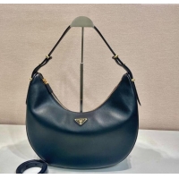 Super Quality Prada Large leather hobo shoulder bag 1BC212 Black 2024