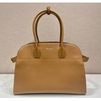 Best Quality Prada Large leather tote bag with buckles 1BG508 Light Brown 2024