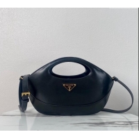 Luxury Cheap Prada Medium leather handbag 1BA421 Black 2024