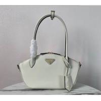 Top Grade Prada Small leather handbag 1BA427 White 2024