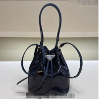 Super Quality Prada Sequined Bucket mini-bag 1BE067 Navy Blue 2024