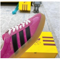 Low Price Gucci x Adidas Gazelle Suede & Velvet Sneakers Rosy 080101