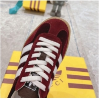 Best Grade Gucci x Adidas Gazelle Suede & Velvet Sneakers Burgundy 080102