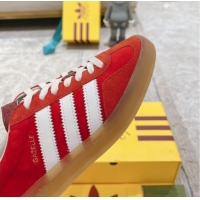 Hot Style Gucci x Adidas Gazelle Suede & Velvet Sneakers Red 080103