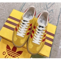 Sophisticated Gucci x Adidas Gazelle Suede & Velvet Sneakers Yellow 080104