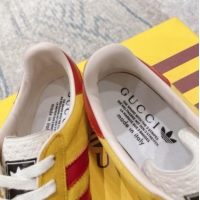 Sophisticated Gucci x Adidas Gazelle Suede & Velvet Sneakers Yellow 080104