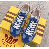 Stylish Gucci x Adidas Gazelle Suede & Velvet Sneakers Blue 080105