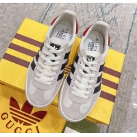 Duplicate Gucci x Adidas Gazelle Suede & Leather Sneakers White 080106