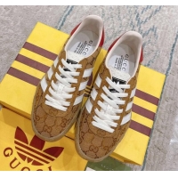 Perfect Gucci x Adidas Gazelle GG Canvas Sneakers Brown 080109