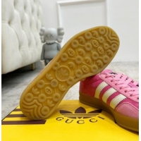 Good Quality Gucci x Adidas Gazelle Suede & Velvet Sneakers Pink 080107