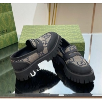 Low Price Gucci Loafers in Leather and Maxi GG Canvas Grey 814084