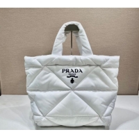 Promotional Prada Quilted Nylon Tote Bag 1BG411 White 2024