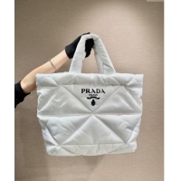 Promotional Prada Quilted Nylon Tote Bag 1BG411 White 2024