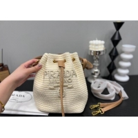 Reasonable Price Prada Straw Bucket Bag 0305 Light Beige 2024