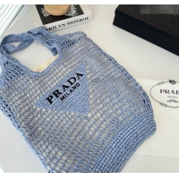 Top Quality Prada Raffia Straw Tote Bag 1BG424 Blue 2024