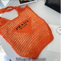 Super Quality Prada Raffia Straw Tote Bag 1BG424 Orange 2024